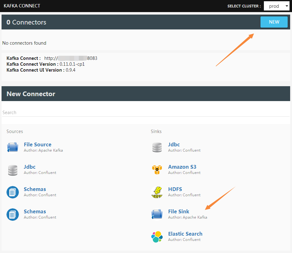 Kafka Connector UI New Connector