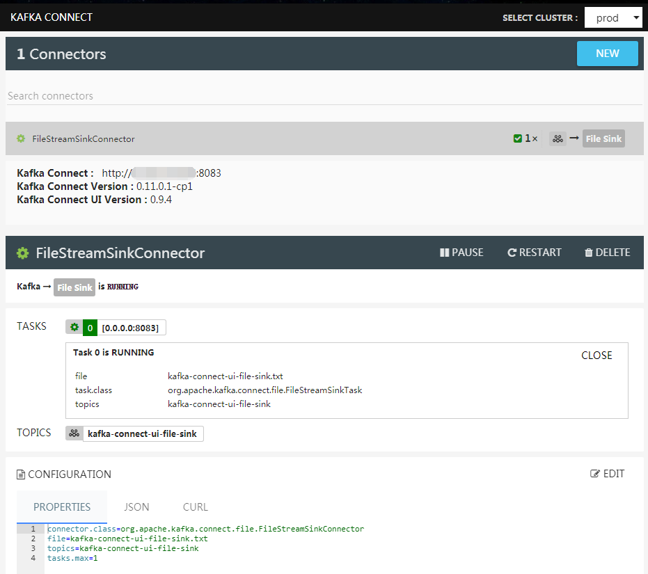 Kafka Connector UI New Connector Detail